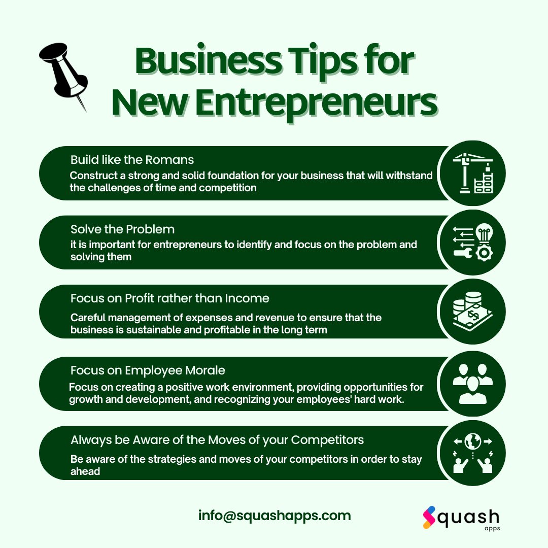 squashapps's tweet image. Ready to leap into entrepreneurship? 👤

Let&apos;s build a strong foundation, solve problems, focus on profit, boost employee morale, and stay ahead of the competition! 💡

#entrepreneurship #squashapps #tipsoftheday #appdevelopmentcompany #buildyourbrand #business #followthrough