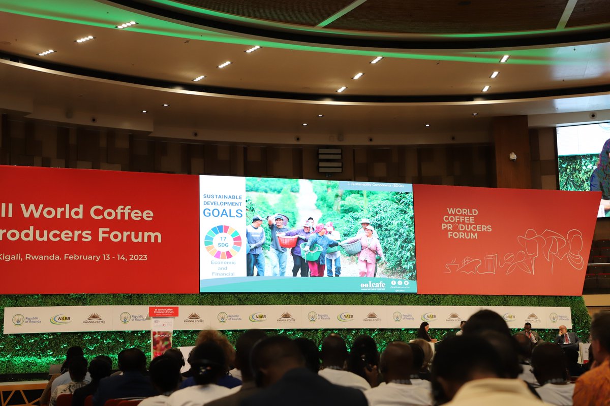 Fascinating session at #WCPF2023 around the effects of #climatechange on #coffeeproduction, #export volumes.
One of our key takeaways is that governments should support farmers to mitigate climate change and help them  benefit from coffee growing!