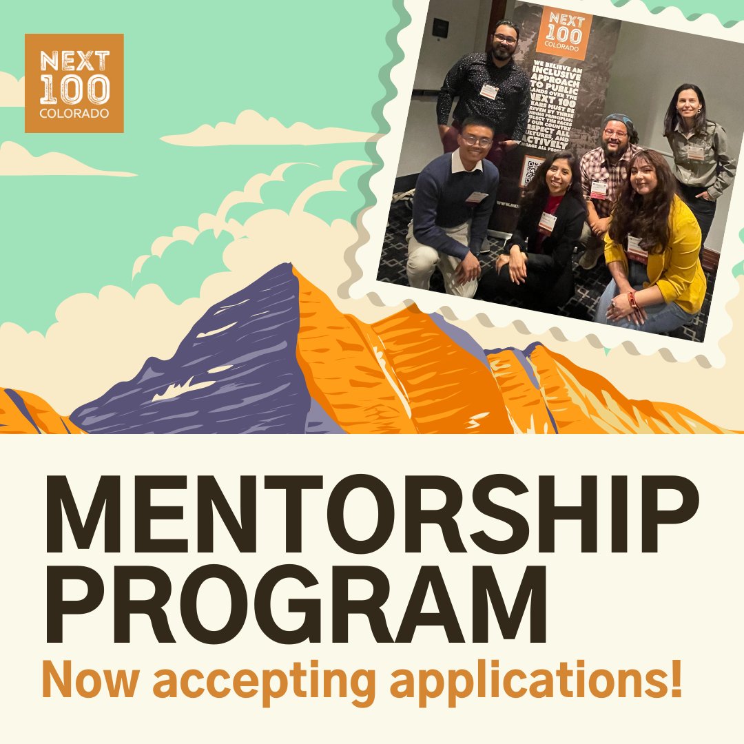 Join the Next 100 CO Mentorship Program! Connect w/ emerging &amp; seasoned leaders of color in outdoor rec, conservation, &amp; public lands. Build leadership skills &amp; expand your network. Apply now: 

Mentees: bit.ly/nxt100mentees 
Mentors:bit.ly/nxt100mentor