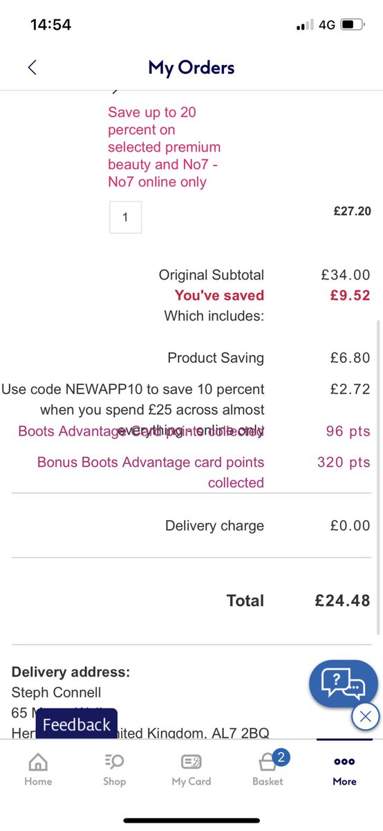 stephconnellx's tweet photo. @BootsHelp hi I’ve tried to place the same@order 3 times now and it cancels each time but I have no idea why? https://t.co/YUaSq5D9UW