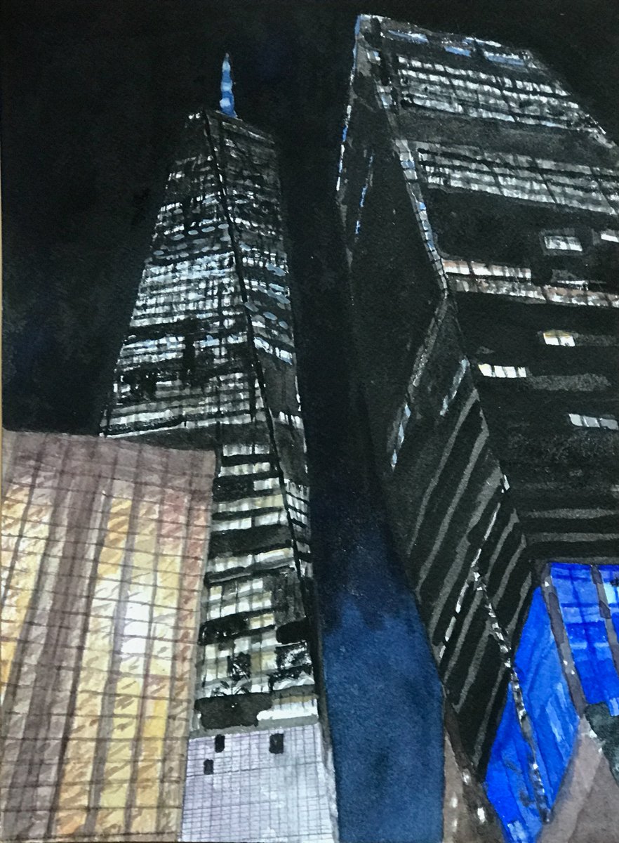 ToddStoneStudio's tweet image. Up Vesey 2023 Watercolor
#newlight at #WTC as #PAC is illuminated for first time.
#nycart #nocturne #watercolor #ToddStoneStudio
