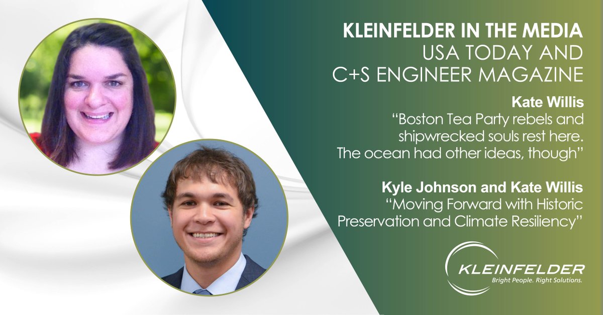 Check out the articles below featuring Kleinfelder’s Kate Willis and Kyle Johnson! 

USA Today: ow.ly/nOqZ50MJpEW 

C+S Engineer Magazine: ow.ly/9Per50MJpEV

#WeAreKleinfelder #HistoricPreservation #ClimateResiliency #KeepingHistoryAboveWater