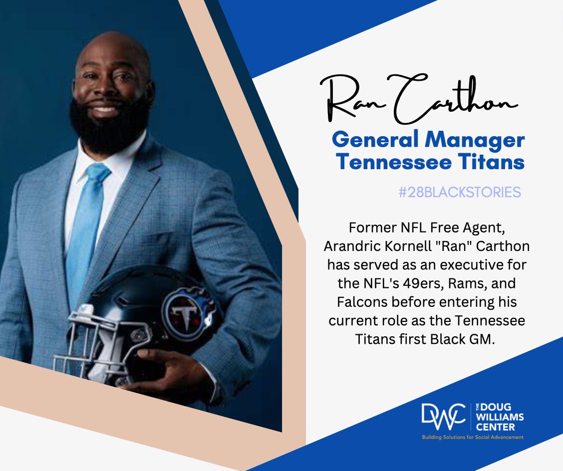 Ran Carthon is the first Black GM in the history of the <a href="/Titans/">Tennessee Titans</a> franchise. Becoming an <a href="/NFL/">NFL</a> GM had been Carthon's only goal after he went from undrafted rookie running back to a brief playing career before front-office jobs in with the <a href="/RamsNFL/">Los Angeles Rams</a>  and <a href="/49ers/">San Francisco 49ers</a>. #28BlackStories