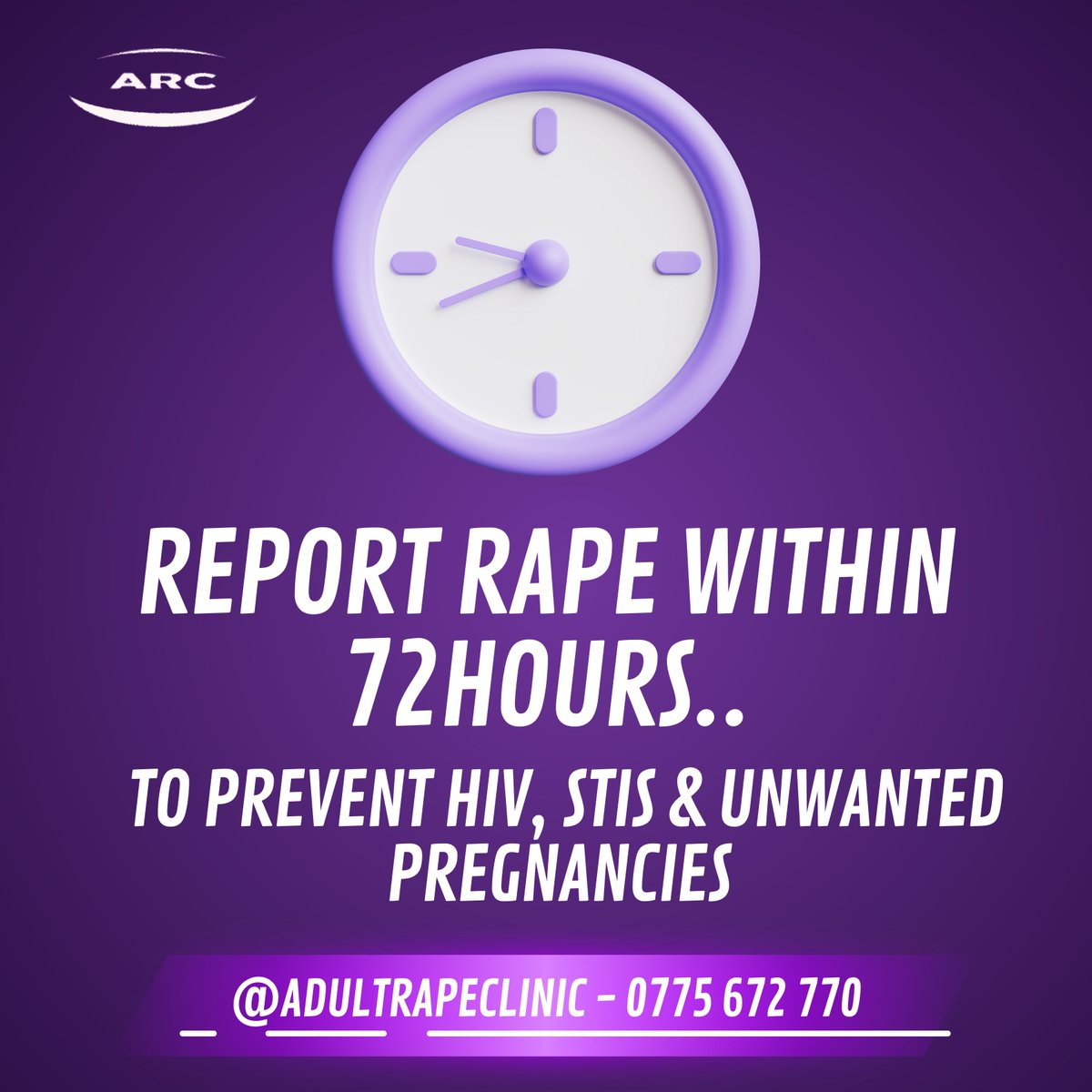 AdultRapeClinic's tweet photo. Don't let fear hold you back...Reporting rape within 72hours can get you the support and justice you deserve. #YouAreNotAlone #72hours #reportrape https://t.co/aIYIBi5xbL