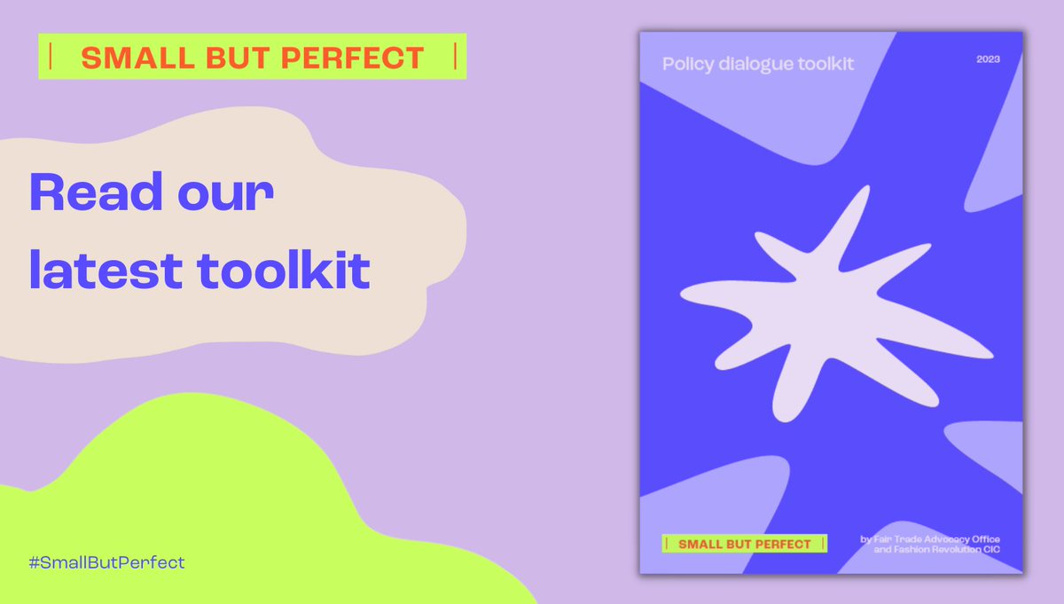 Our new Policy Dialogue Toolkit with <a href="/FairTradeFTAO/">Fair Trade Advocacy Office (FTAO)</a> is designed to support SMEs seeking to influence the transition to sustainable and circular models through policy mapping, research and hosting policy dialogues

Read the latest #SmallButPerfect toolkit: ow.ly/TmV650MQKl3