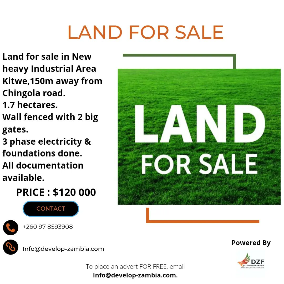 DevelopZForum's tweet photo. MILLING PLANT &amp; LAND FOR SALE

For details, contact – 097 8593908 or
Email - Info@develop-zambia.com 

#advertising #advertisements #dzf #dzfupdates

To place an advert with #DZF for free, email Info@develop-zambia.com https://t.co/CC0gsp7UVW