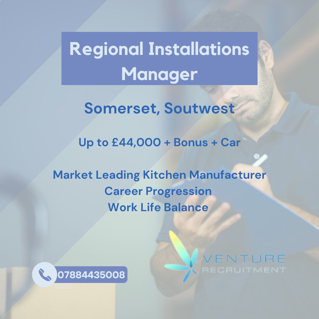 VentureRecLtd's tweet photo. It's The Start of a New Week... 👀 

Now is the Perfect Time to Level Up Your Career 📈

We're looking for a Regional Installations Manager based in the Southwest of England!

You can join a Huge, High-Quality Kitchen Manufacturing Company.

Start your week with a bang! https://t.co/fTlGZbzgY0