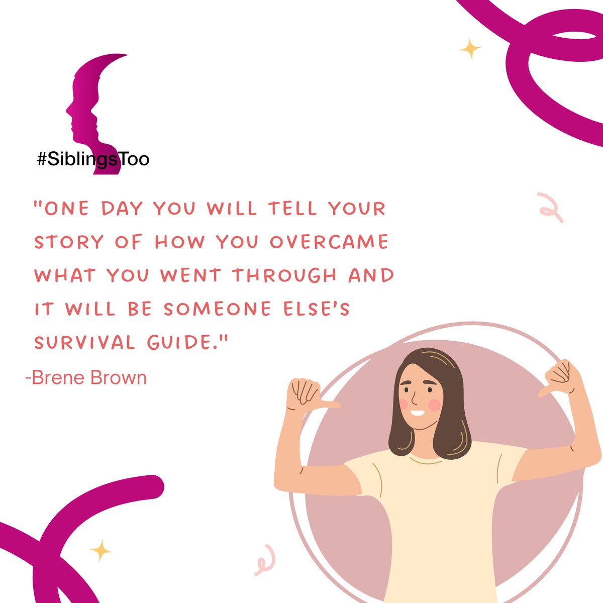 By sharing your experiences and how you overcame difficulties, you can inspire others who are facing similar challenges.

It will serve as a source of hope and encouragement, helping others to survive and overcome their own difficulties.

#SiblingsToo #notchildsplay #SSA