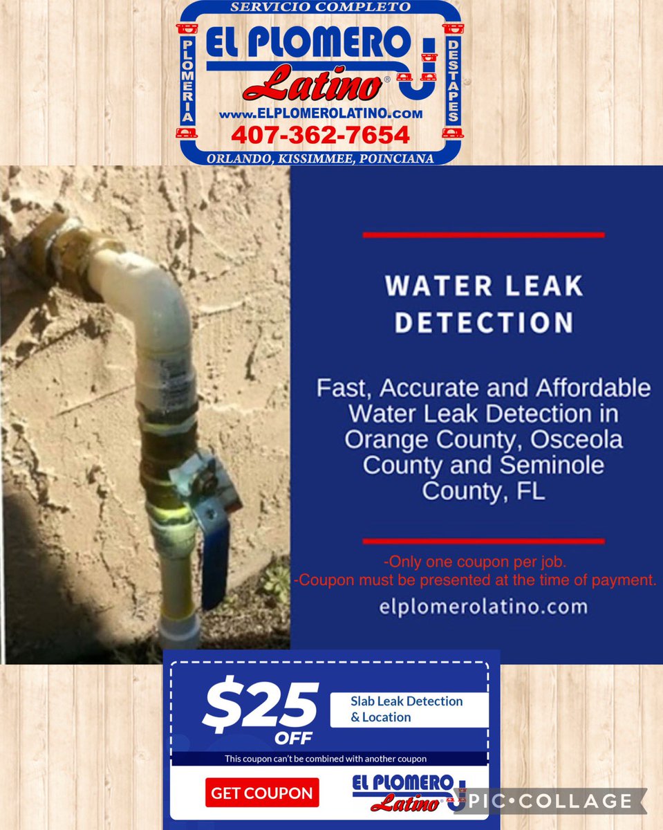 Do you have a water leak in your home or business? 
If so, El Plomero Latino Inc may be able to help. 
El Plomero Latino Inc 407-362-7654

#waterleakdetection #waterleak #plumbing #plumbers #plumbingcompany #emergencyplumbers #24hoursplumbers #localplumbers #plumbersorlandofl