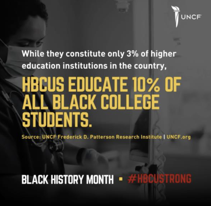 UNCF_Cleveland's tweet photo. This #BHM, UNCF celebrates the history of the African American community &amp; salute the past, present, &amp; future of scholarship, excellence, &amp; high achievement at our #HBCUs.

Make a gift to support a new generation of talented, deserving students. https://t.co/lZ5Z0ADX7o https://t.co/lV79tmY7el