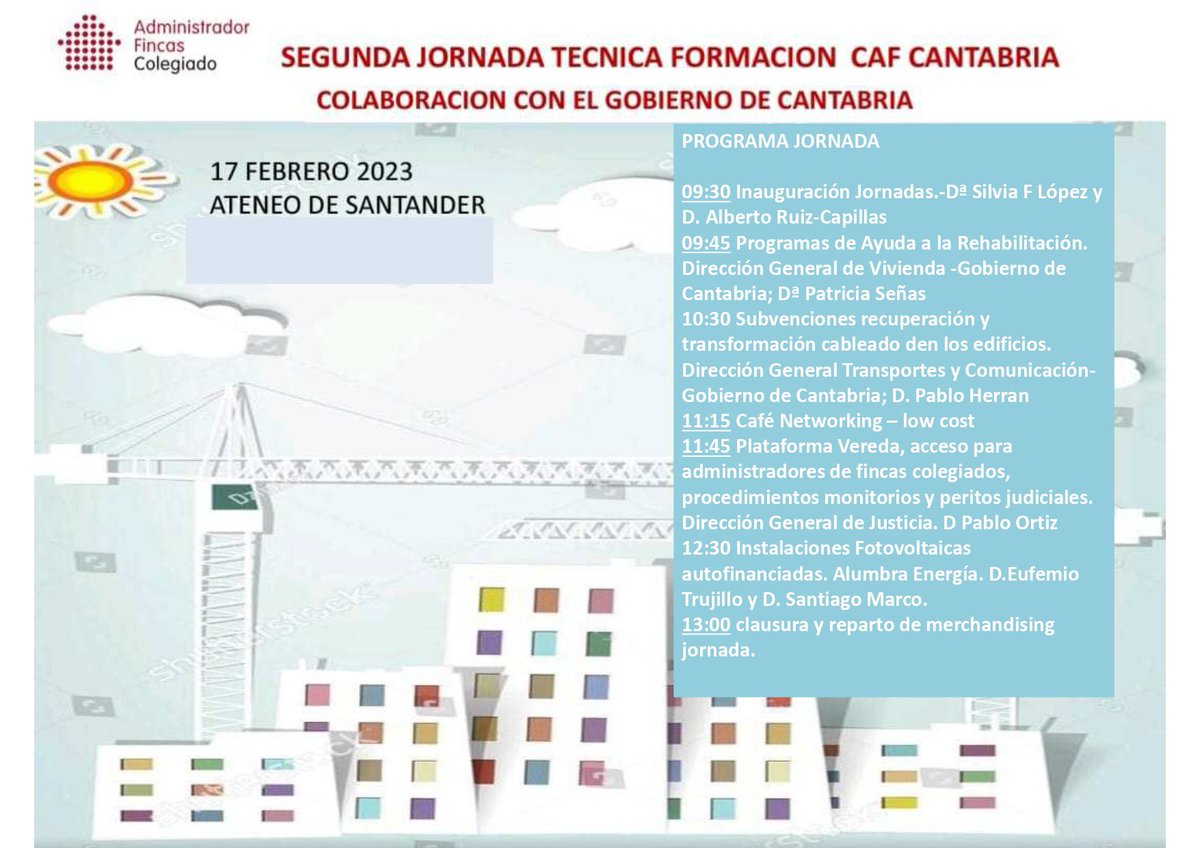 CafCantabria's tweet photo. @CafCantabria #FormacionContinua para #AFCOLEGIADOS ¡inscríbete! ✌️  Subvenciones vivienda y cableados; Acceso a Vereda; Energía fotovoltaica con @alumbraenergia https://t.co/PFisf7b60C