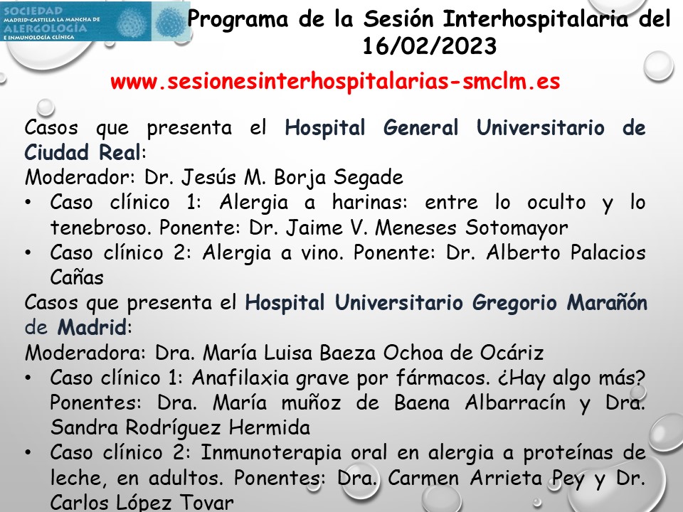 Sesión interhospitalaria on line de los Hospitales General Universitario de Ciudad Real y Gregorio Marañón de Madrid