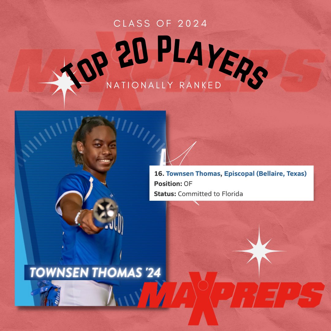 Congratulations to Blaze 18 United’s Townsen Thomas for being named MaxPreps Top 20 Players for high school! We’re so proud of you! 
<a href="/MaxPreps/">MaxPreps</a>  <a href="/TownsenThomas44/">Townsen Thomas</a> @blaze18united <a href="/FloridaGators/">Florida Gators</a> <a href="/GatorsSB/">Gators Softball</a> 
#BlazeNation #bBlaze #BlazeOn