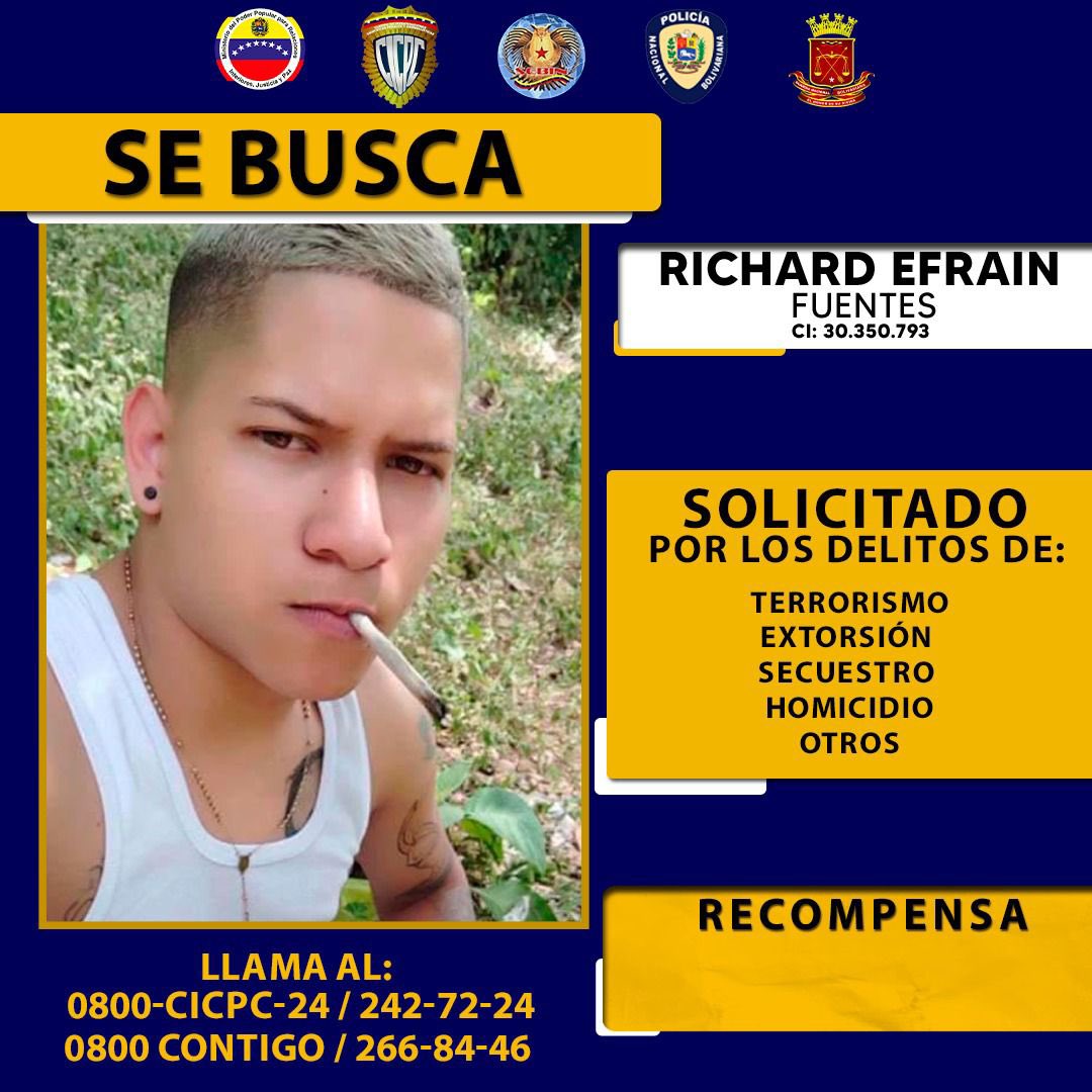 DouglasRicoVzla's tweet photo. 1. SE BUSCAN peligrosos integrantes del grupo hamponil apodado El Conejo, el cual está investigado en múltiples delitos de terrorismo, extorsión, secuestro, homicidio, entre otros. https://t.co/jg68l3htUQ