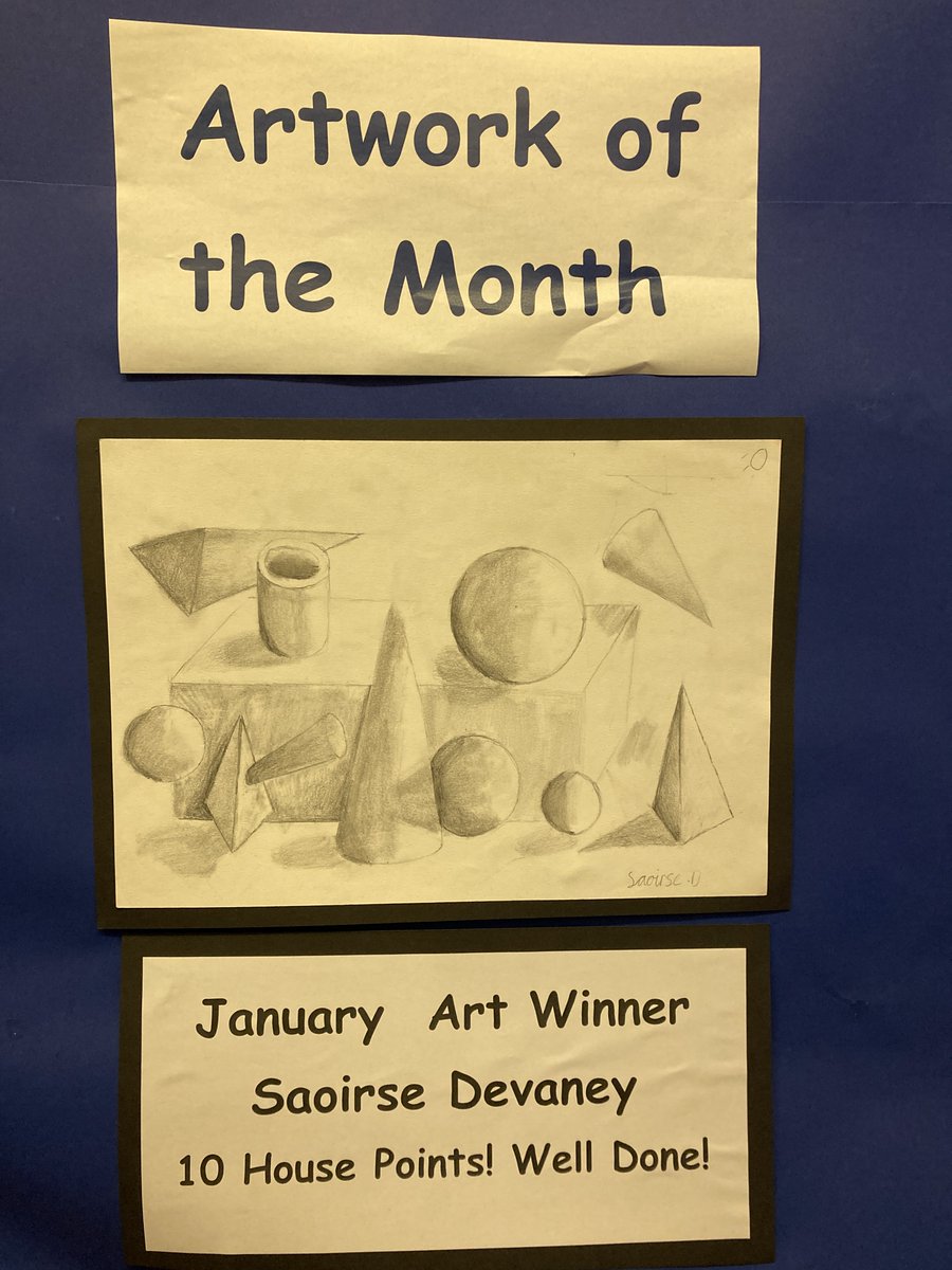Congratulations to Saoirse Devaney, who was our Junior School ‘Artist of the Month’ 🏆 for January 🖌️🎨🌟. What an excellent piece of work!! 👏