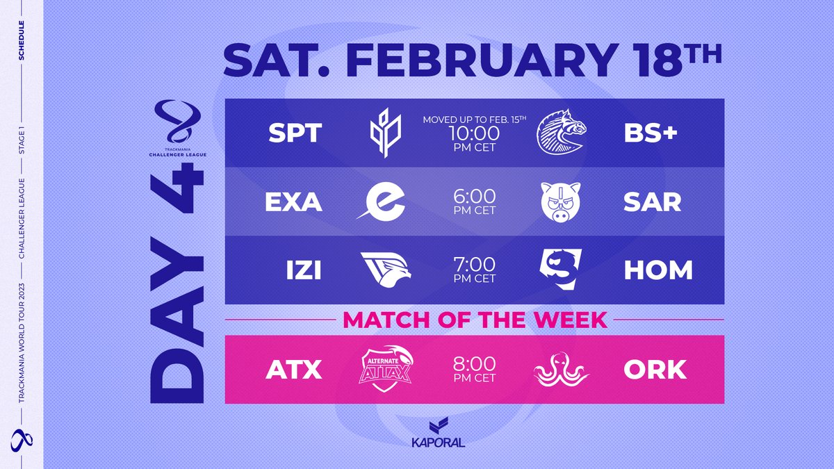 TMesports's tweet photo. 📅 Here is your weekly TMCL schedule! 

@sproutGG 🆚 @BScompetition is delayed and will be played tonight at 10 PM CET! https://t.co/i395Im1oYw