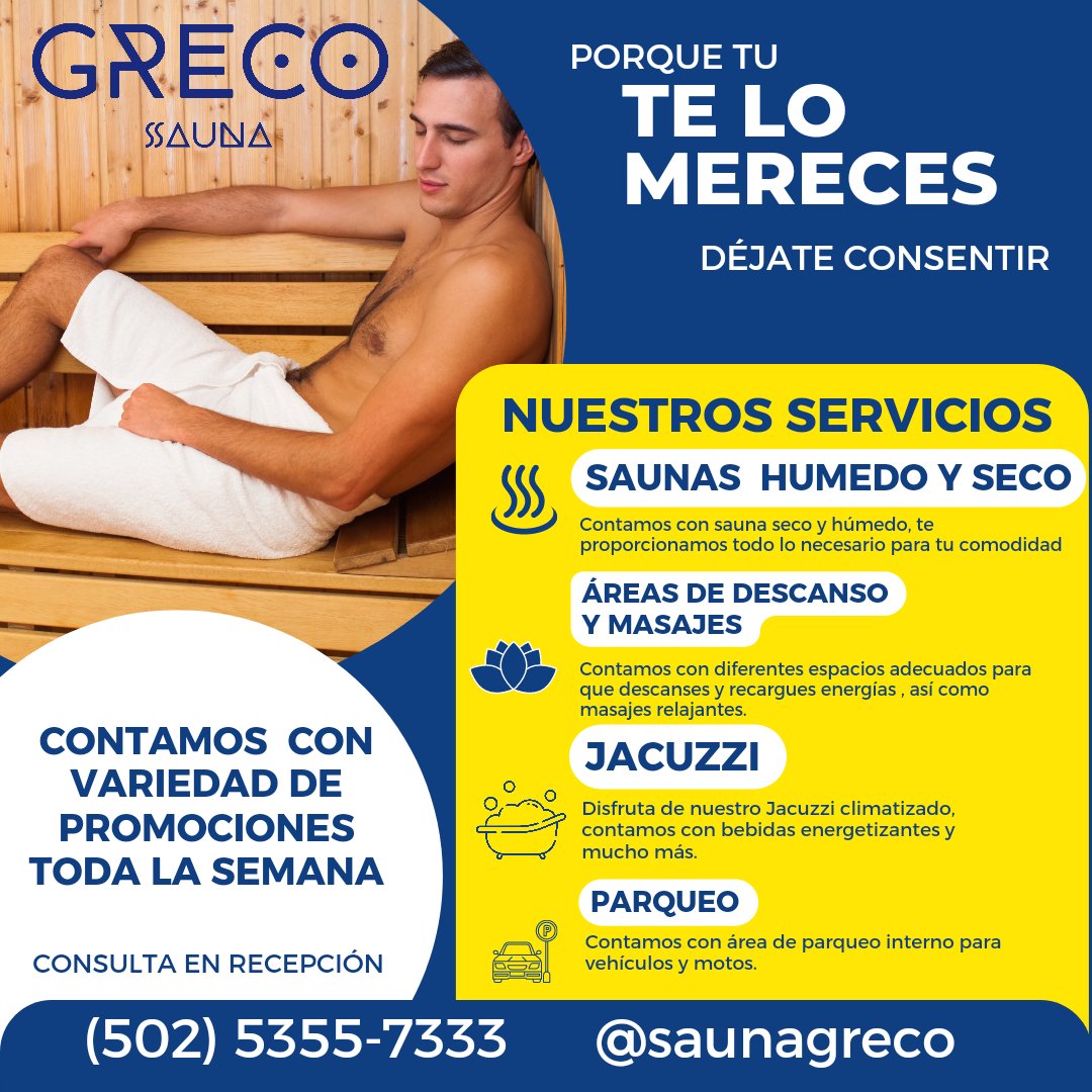 PRIDE GUATEMALA on Twitter "RT SaunaGreco 🕐 Martes a jueves 3 a 9 pm