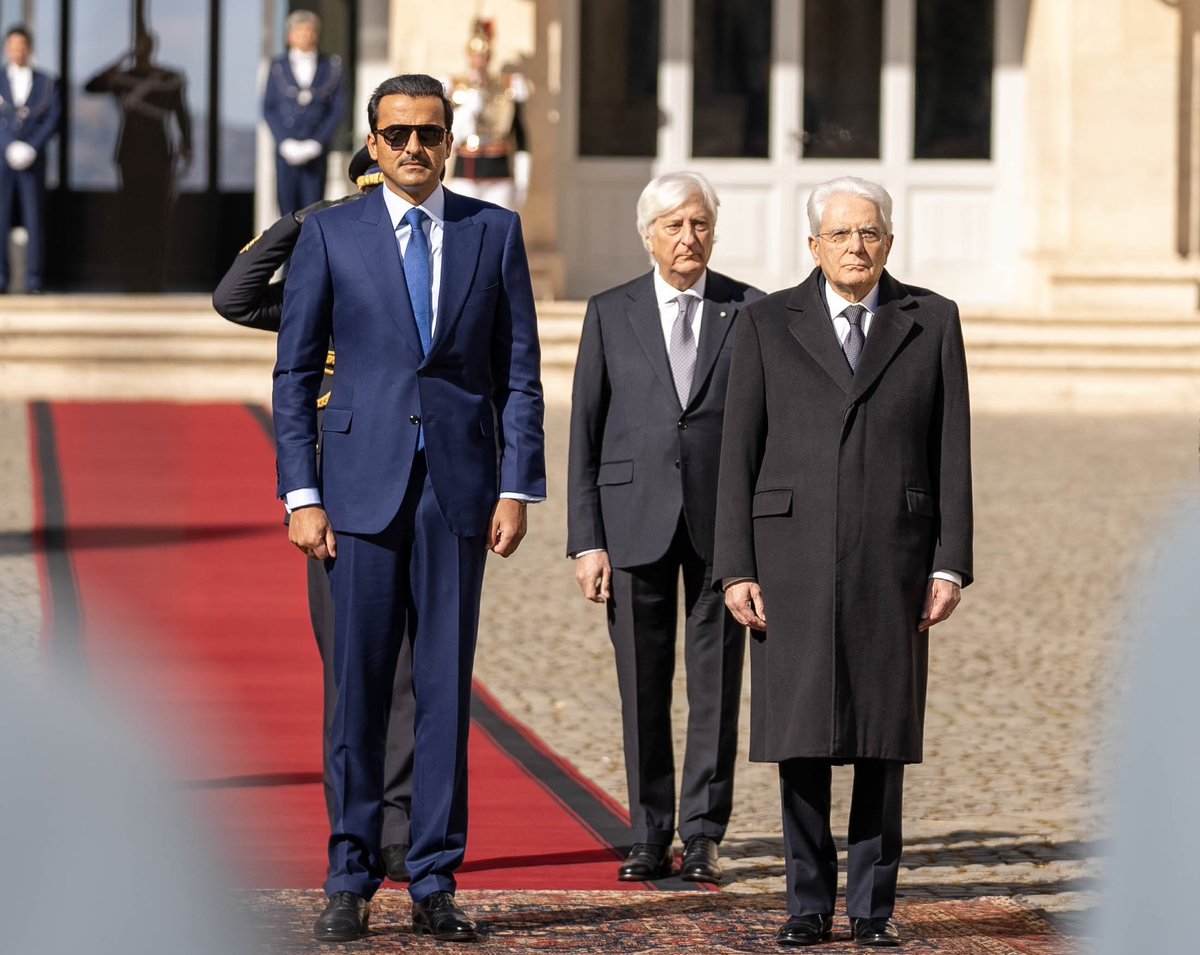 TamimBinHamad's tweet photo. لنا مع إيطاليا الصديقة علاقات مميزة وتعاون بنّاء، وأمامنا فرص واعدة لمزيد من التعاون لا سيما في مجالات الدفاع والأمن والطاقة، والتي كانت ضمن مباحثاتي مع الرئيس ماتاريلا، حيث اتفقنا على الاستفادة من هذه الفرص بما يعود بالنفع على بلدينا وشعبينا. https://t.co/eVn0HsZG1u