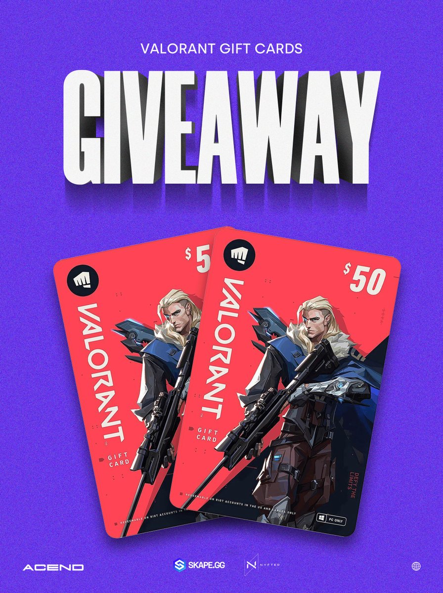 AcendClub's tweet image. 🚨GIVEAWAY ALERT🚨

To celebrate our #1 spot in the East : Surge we will be giving away 2 x $50 Valorant gift cards to 2 lucky winners! 

To enter:
- follow @AcendClub 
- retweet this tweet

Giveaway ends March 5th! #RiseUp