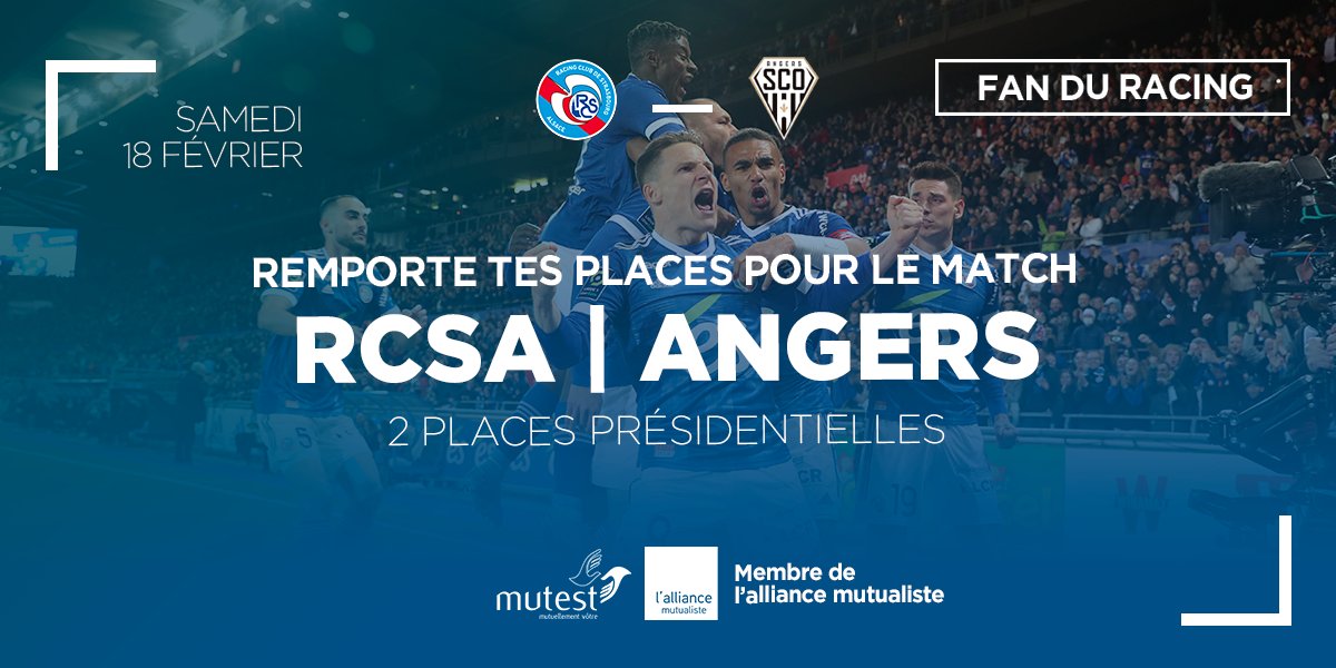 mutuellemutest's tweet photo. [#Concours ⚽️]
🎁Fan du #Racing ? Mutest sponsor officiel de la #RacingMutestAcadémie vous offre 2 places 🎫 pour le match #RCSASCO en Présidentielle

Pour tenter votre chance :
🔷RT ce tweet
🔷Suivre notre compte @mutuellemutest

🍀TAS le 16/02
Bonne chance et Allez RACING⚪️🔵 https://t.co/5Gkw8gb0U1