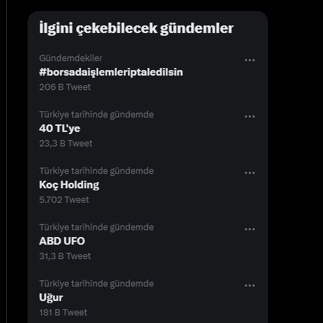 Gündemin ilk sırasına çıktık ancak ses hala gelmiyor.
Demek ki henüz sesimizi duyuramadık
#Borsadaİslemleriptaledilsin 
#borsa 
#bist 
#borsainisiyatifgrubu