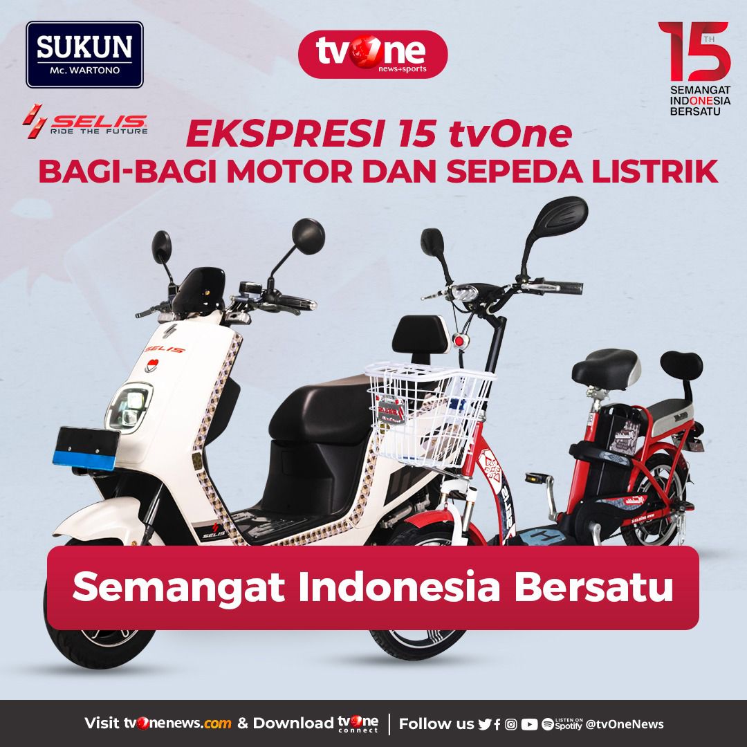 tvOneNews's tweet photo. Dalam rangkaian HUT 15 tvOne, kami mengajak followers setia tvOne berpartisipasi dalam Ekspresi 15 Tahun tvOne
Langkah selengkapnya di slide 2!
Dipersembahkan oleh PT. Sukun Wartono Indonesia
#HUT15tvOne #Ekspresi15TahuntvOne
#PTSukun #uripikuurup #Selis #BanggakanIndonesia https://t.co/HPELNEwt5r