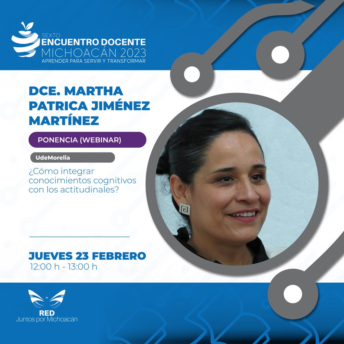 Conoce #sextoencuentrodocente

Es Doctora en Innovación Pedagógica y Curricular  y Doctora en Ciencias de la Educación, cuenta con diplomado en psicología transgeneracional. Actualmente estudia certificación en constelaciones familiares. 

Registro: 
redjuntospormichoacan.org/registro