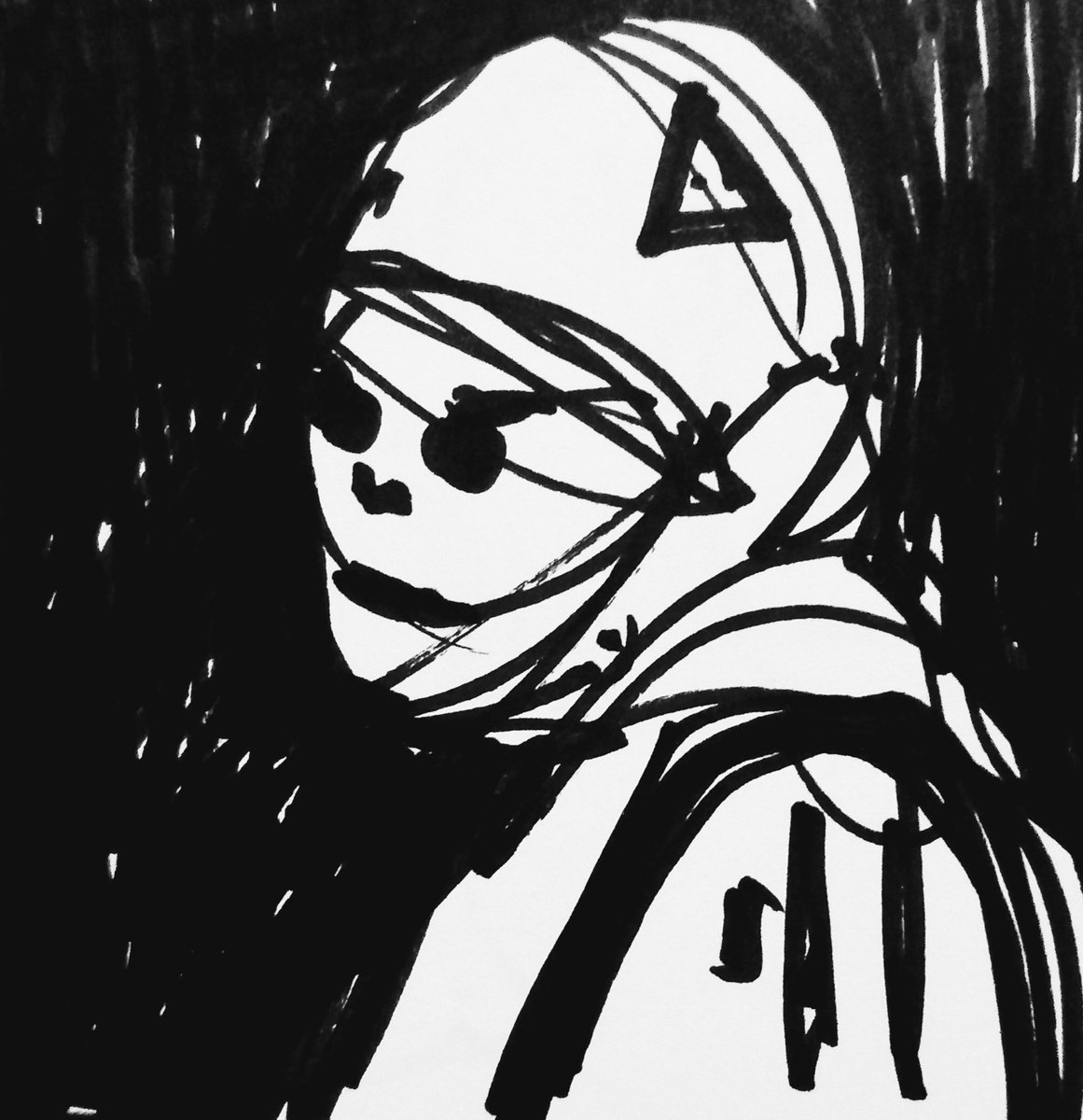#draweveryday #everyday ' #motorcyclist ' pen on paper  #observational #face #expressivedrawing #expressive #art #symbol
