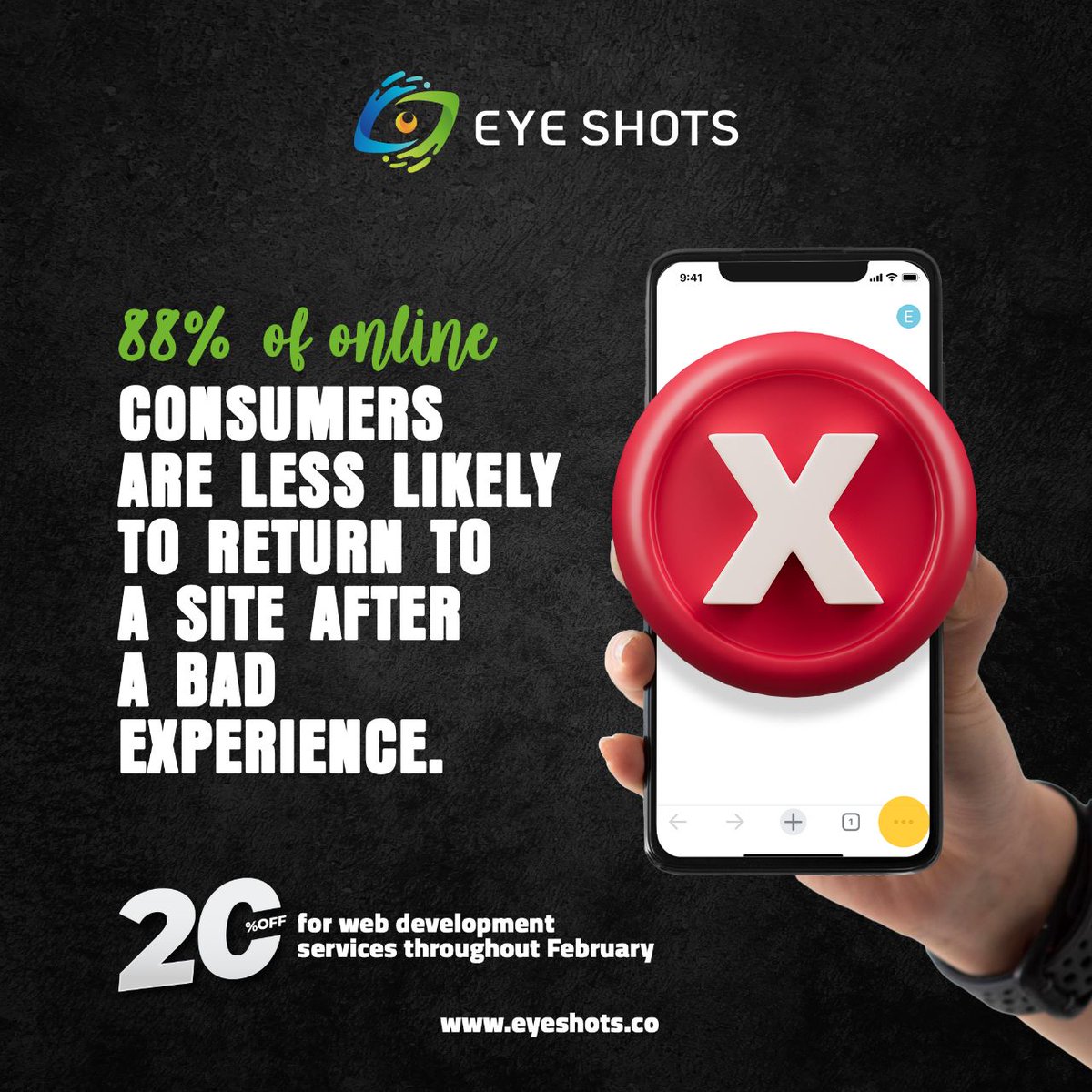 Eyeshotsdigital's tweet image. A unique user experience on your website is crucial for gaining the confidence & trust of the visitors and turning them into actual customers.
Contact us and Get 20% off on web development services throughout February!
595958858 📞
#webdevelopment #webdevelopmentoffer #offer