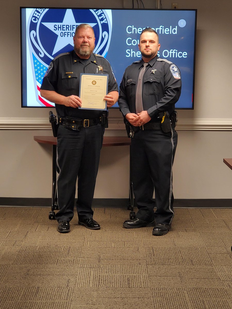 CCSOVA's tweet photo. This morning the Chesterfield County Sheriff's Office held a promotional ceremony recognizing Deputy Haga's promotion to Sergeant. His family was present to support his efforts. Congratulations on his promotion and his continued success!
#csopride #family https://t.co/MwU6zNcaIQ