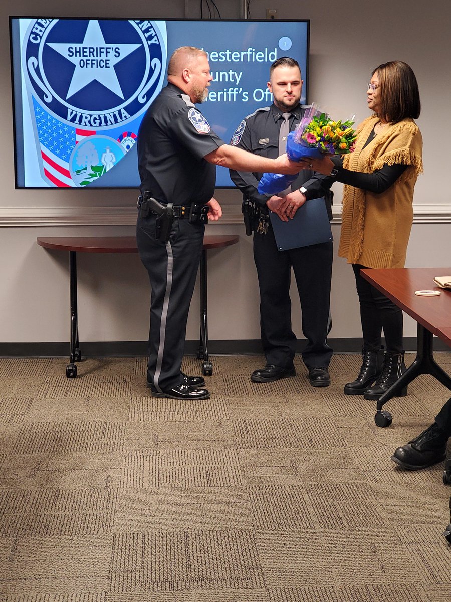 CCSOVA's tweet photo. This morning the Chesterfield County Sheriff's Office held a promotional ceremony recognizing Deputy Haga's promotion to Sergeant. His family was present to support his efforts. Congratulations on his promotion and his continued success!
#csopride #family https://t.co/MwU6zNcaIQ