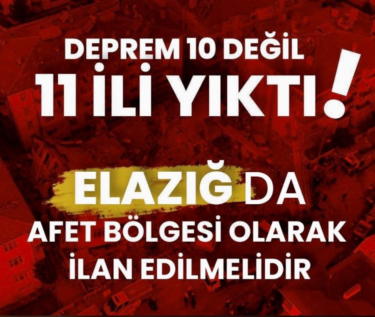 #ElazığAfetBoelgesiİlanEdilsin