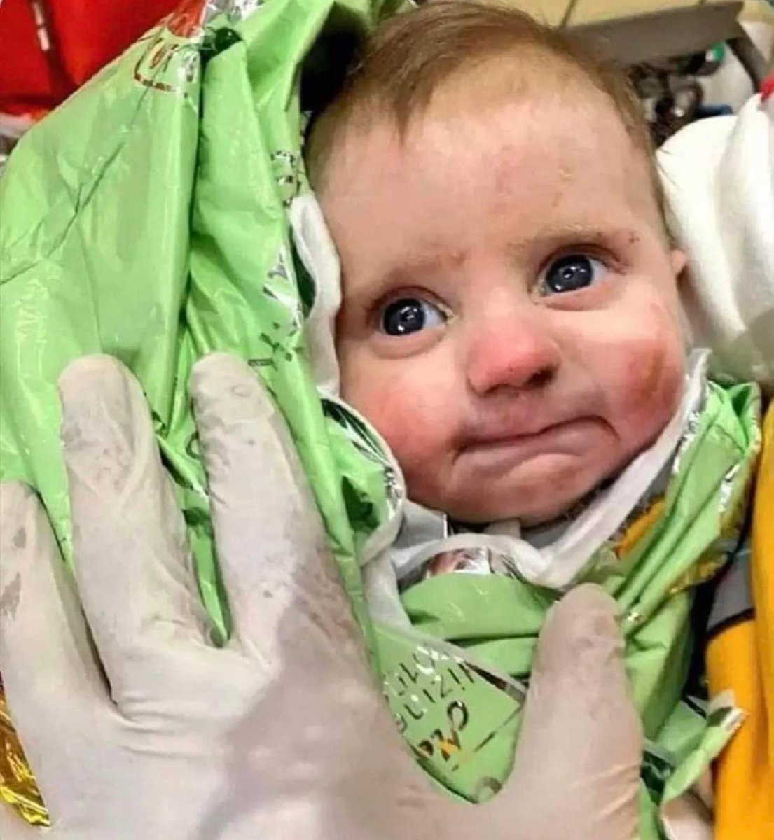 This tiny 2 month old child survived 128 hours in the rubble of the Turkish earthquake. How as human beings can we not care? This baby deserves the world's attention. This should be retweeted millions of times for all to see. Come on people, show show some humanity!
