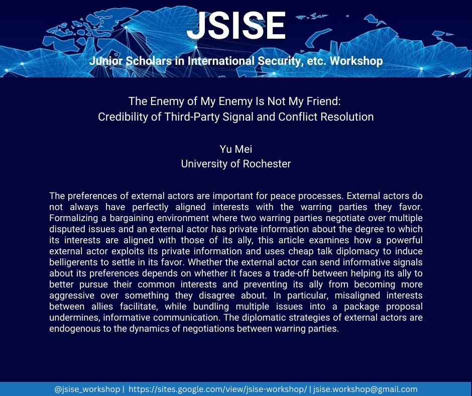 Join us for our next session tomorrow, February 14, 12-1pm ET, where <a href="/MeiYu1028/">Mei Yu</a> will present their work on conflict resolution.

DM us for the Zoom link or visit our website to join the mailing list. We look forward to seeing you!