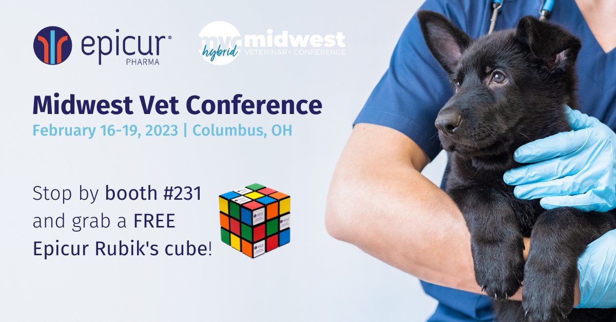 EpicurP's tweet image. Headed to Midwest Vet Conference in Columbus, Ohio?

We’ll be there too! Stop by and see our team at booth #231 and make sure to grab a free Epicur Rubik’s cube!

#2023MVC @MVCinfo #veterinarymedicine #veterinaryindustry