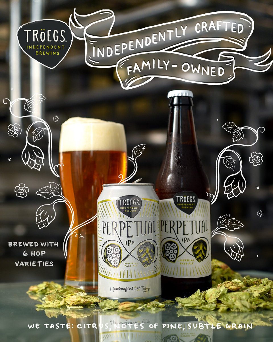 chesapeakebev's tweet photo. The second beer to be highlighted from @TroegsBeer is...
PERPETUAL IPA!
We taste: citrus, notes of pine, subtle grain
Available Year Round
7.5% ABV
#BREWERYOFTHEMONTH https://t.co/PB78pRUnOX