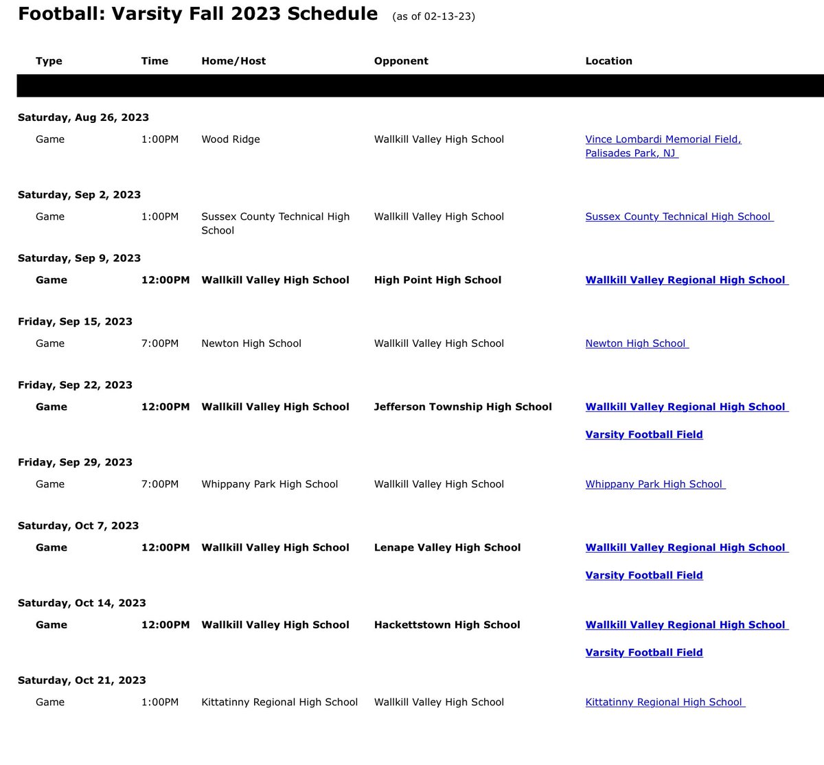 WV RANGERS 2023 FOOTBALL SCHEDULE IS COMPLETE INCLUDING A WEEK 0 MATCHUP WITH WOOD RIDGE!@SFCFootballNJ @NJHSSports @dailyrecordspts @NJHSports