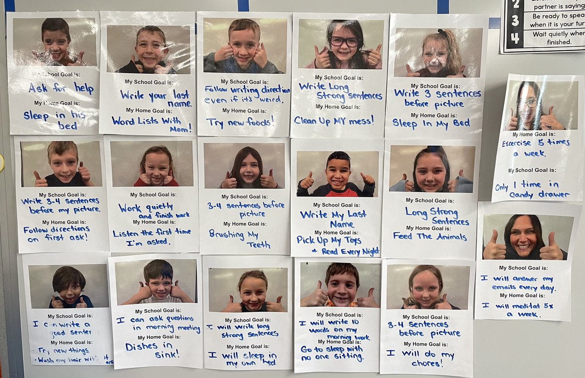 Stopped by <a href="/AmySalatino/">Amy Salatino</a> and saw these awesome 5 year olds discussing strategies and action steps to achieve their home and school goals. Talk about hitting SEL descriptors that will impact their future selves. Way to go, Kinders! #ProudToBeD12