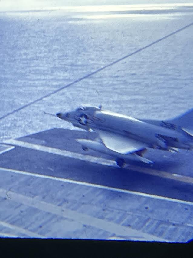 SusanSalk's tweet photo. I dialed the year 1960 into the WABAC and found 3 photos of my Dad, Major M.W. Maddocks, USMC fighter pilot, ready to launch off "the skillet" in a single-seat, subsonic A4 Skyhawk. #figterpilot https://t.co/76bDGTzbyd