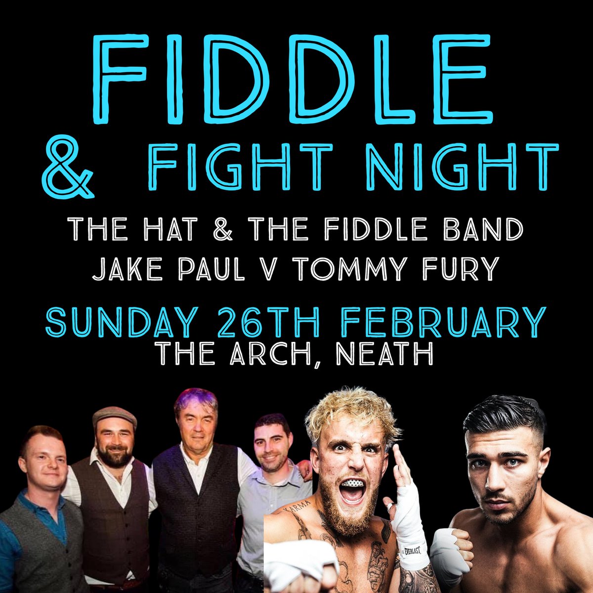 🎻FIDDLE &amp; FIGHT NIGHT🥊 

Join us on Sunday 26th February for live music with The Hat &amp; The Fiddle Band as well as a live screening of the highly anticipated fight between Jake Paul &amp; Tommy Fury!🙌🏻

It’s first come, first serve on entry so get here early to avoid disappointment!