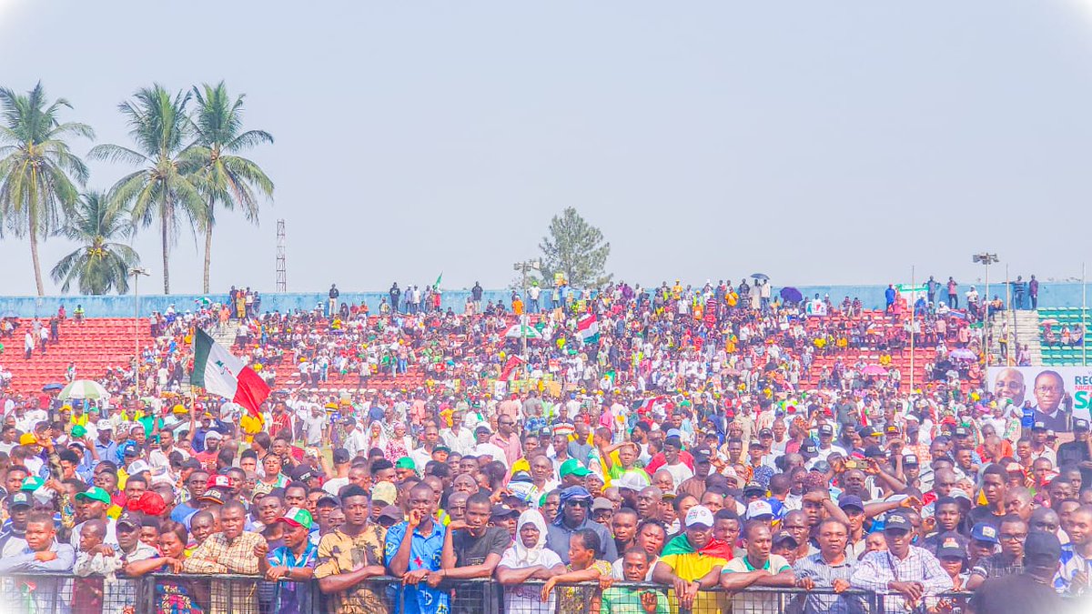 HabuAli72159204's tweet photo. *Hello, South-South 👋*

Happening Now!
2023 PDP Atiku/Okowa Presidential Campaign Rally, at U.J Esuene Stadium, in Calabar, Cross River State. *#RecoverNigeria.* 
South-South for *Atiku Abubakar*
*#recovercrossriverwithpdp  #AtikuIsComing2023 #WeWantPDPBack. https://t.co/zPy2oJ09F7