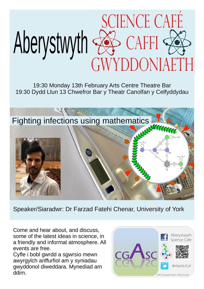 AberSciCaf's tweet photo. Farzad Fatehi Chenar is telling us about how his models predict the cells infected by virus and how long we might remain infected. https://t.co/S9FRpxALDC