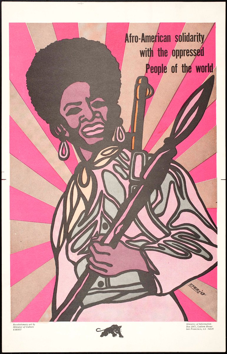 CindyDeColores's tweet image. Pósters hechos para el Black Panther Party por el ministro de cultura de su partido, el artista estadounidense Emory Douglas.