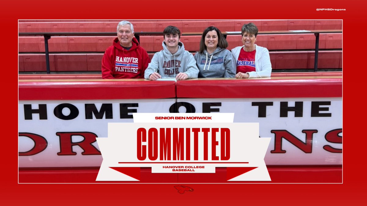 Congratulations to senior Ben Morwick, who has signed his letter of commitment to play baseball at Hanover College (<a href="/HanoverBase/">Hanover Baseball</a>)