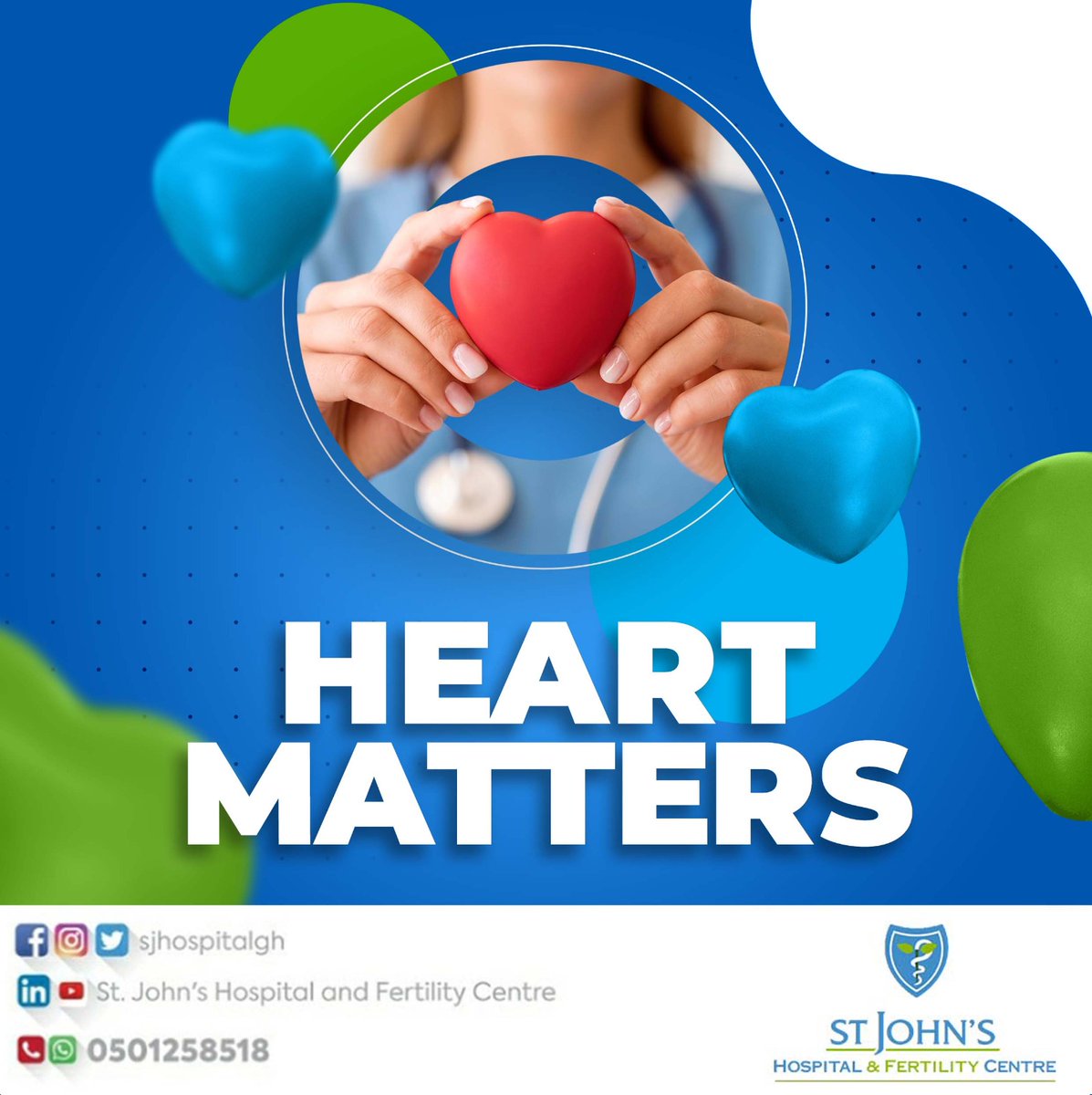 Catch our #MattersOfTheHeart series on all our social media platforms. 

Stay connected!

#SkillToHealHeartToCare #SJHFC #Heart #Accra #Ghana