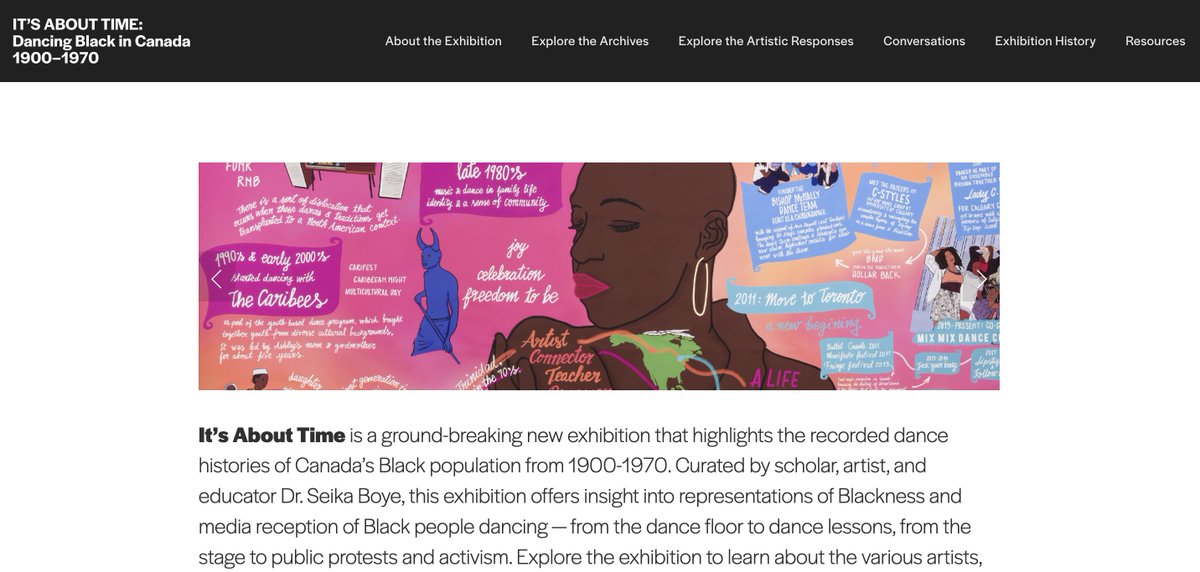 Professor @seikaboye’s “It’s About Time: Dancing Black in Canada” is an exciting exhibit that showcases the archival records of Black dance in Canada. Our team reorganized site content to improve usability and better communicate the exhibit's message.

💻 bit.ly/3WZgfxL