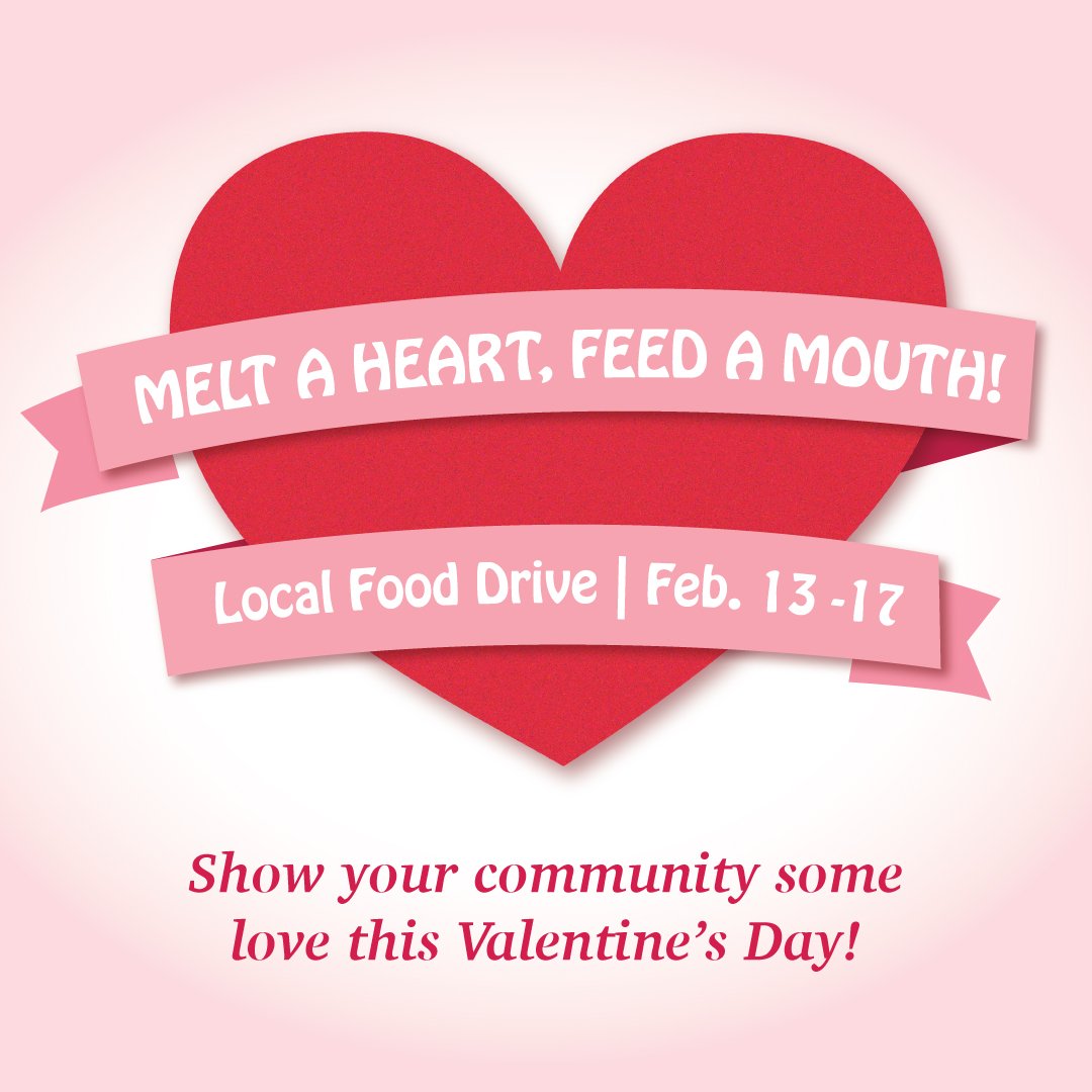 Melt a Heart, Feed a Mouth💕 Right now, our local food pantries are in great need of donations - stop by any of our Family First branches this week and drop off your non-perishable items to help spread the love &amp; support your community this Valentine's Day!