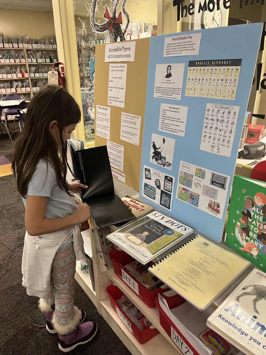 We’ve been using books to learn about all the ways people communicate. Here are some of the braille books students were able to explore. #ItsWorthIt #DisabilityBookProject #DisabilityAwareness #ProudToBeABear