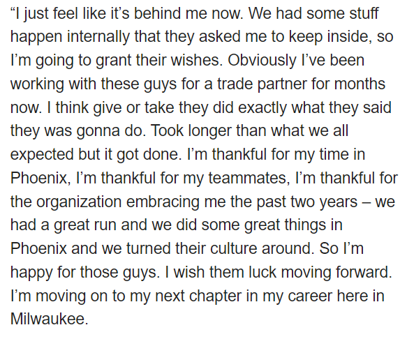 eric_nehm's tweet photo. Since he hadn't spoken on the topic publicly, I gave Jae Crowder the chance to speak on what happened between him and the Suns.
Here was his response: https://t.co/SLWPAZa5Qt