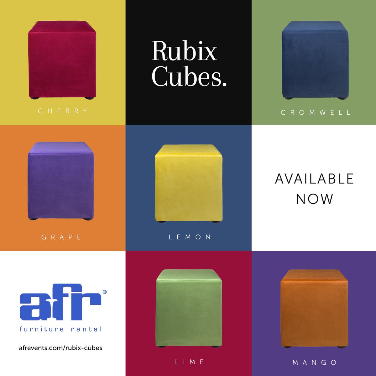 Rubix Collection. New Arrival! Find it on our website.

afrevents.com/rubix-cube

#rubixcubeottoman #afrevents #rentafr #rentfurniture #furniture #events #eventprofs #meetingprofs #corporateevents #experiential